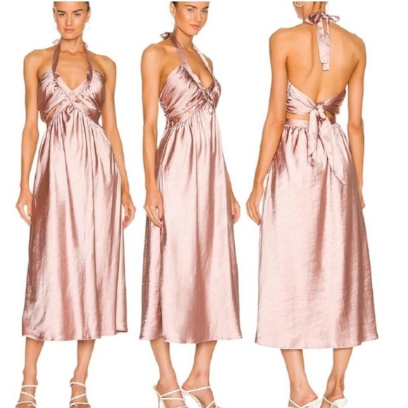 Line & Dot Dresses & Skirts - Line & Dot Emma Midi Dress Waist Cutout in Mauve